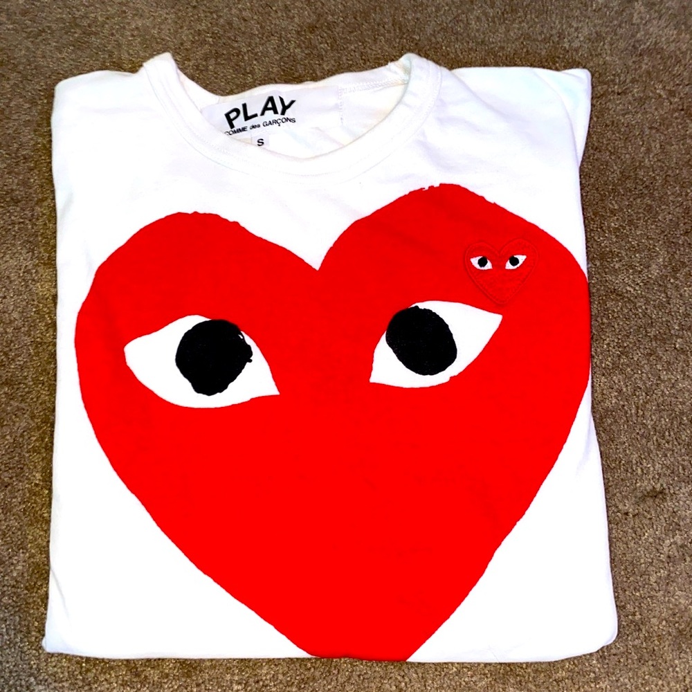 Comme des Garçon White double hearted T-shirt